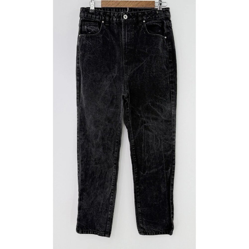 Boohoo Women’s Tapered Black 100% Cotton High Rise Jeans Sz 8 Mom Jeans 90’s